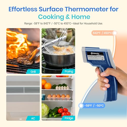 Etekcity Infrared Thermometer Laser Temperature Gun 774, Blue | Cooking, Pizza Oven, Griddle, BBQ, Meat, HVAC, Engine, Adjustable Emissivity, MAX Display, Surface Measurement - color: Blue, style: Classic