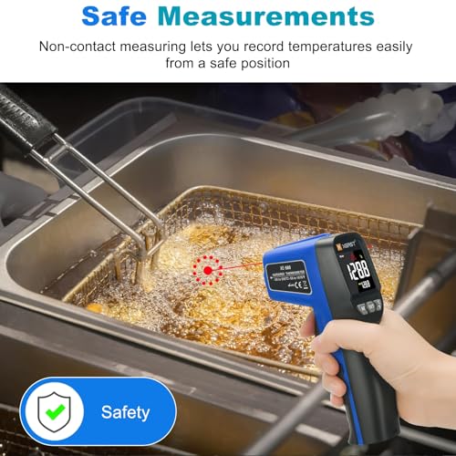 Infrared Thermometer Temperature Gun -58°F ~1076°F(-50~580℃), Digital Thermometer Temp Gun with Adjustable Emissivity & Max and Min Measure, Laser Temp Gun for Cooking, Pizza Oven, Grill & Engine