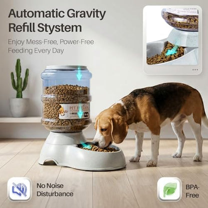 Flexzion Gravity Pet Feeder, Dog and Cat Food Dispenser, 1-Gallon Capacity | Self-Replenishing Dry Food Station with Non-Skid Feet and a Carry Handle; Holds Approximately 4-6 Lb Of Kibble - color: Feeder, size: 4-6 lb Feeder (1 Gallon)