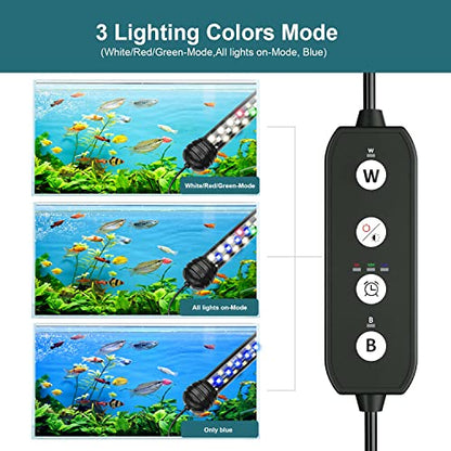 SEAOURA Submersible Led Aquarium Light for Fish Tank Plant Growth, 15 Inch | IP68 Waterproof Fish Tank Light with Timer, Auto On/Off, 3 Light Modes-Full Spectrum, Daylight, Moonlight, 10 Brightness, 9W - size: 15 inch for 16-27inch tank