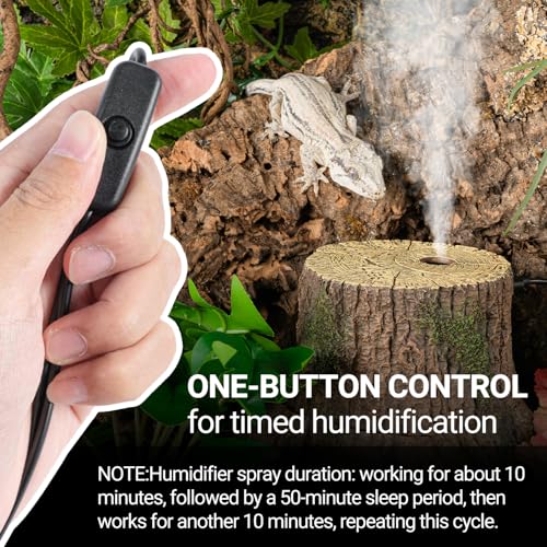 REPTIZOO Reptile Humidifier Fogger, Tree Trunk Humidifier with Top Mist Outlet, 1000ml Detachable Terrarium Humidifier Reptile Misting System Terrarium Decoration