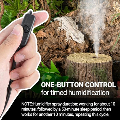 REPTIZOO Reptile Humidifier Fogger, Tree Trunk Humidifier with Top Mist Outlet, 1000ml Detachable Terrarium Humidifier Reptile Misting System Terrarium Decoration