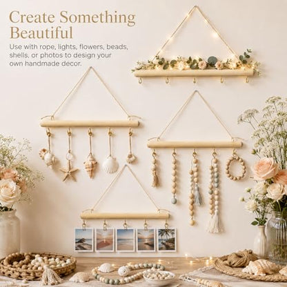 4 Pack 15 Inch Driftwood Jewelry Organizer Wall Decor, Wooden Hanging Branch Display for Necklaces Bracelets Keys, Rustic Farmhouse Driftwood Crafts for Bedroom Closet Entryway