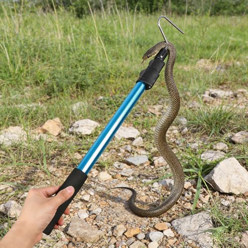 Snake Catcher Tool: Reptile Hook for Snakes and Rice EEL - 19.7-45.7in Folding Grabber with Non-Slip Grip Handle for Field Herping and Home Safety