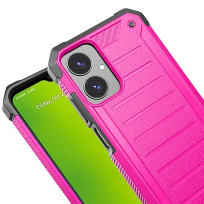for Cricket Icon 2026 (Regular Version) Premium Tough Hybrid Cover Phone Case + Extreme Band (Pink) - color: Pink
