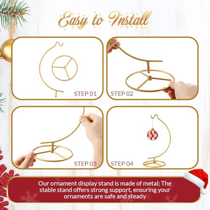 Ornament Display Stand Metal Hanger Christmas Home Office,Gold | Ornament Holder for Glass Ball Air Plant Terrarium, Round Base Stand, Wedding Centerpiece Display, 10.43 Inch Height - color: Gold