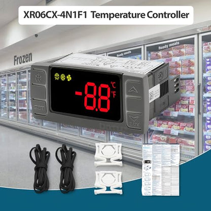 XR02CX-4N1F1 Temperature Controller Compatible with Dixell, 120V | 120V 50/60Hz, compatible with Dixell XR02CX-4N1F1, NTC probe, for refrigeration and heating equipment - style: XR02CX-4N1F1