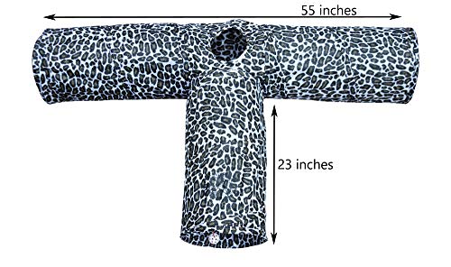 3 Way Cat Tunnel. Extra Large 12 Inch Diameter and Extra Long. A Big Collapsible Play Toy. Wide Pet Tunnel Tube for Rabbits, Kittens, Large Cats, and Dogs (Animal Print) - color: Animal Print