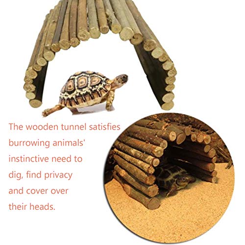 Hamiledyi 2 PCS Extra Large Wooden Reptile Hideout Bearded Dragon Bendy Bridge Climbing Ladder Hiding Hut Reptiles Hide Cave Habitat Decor for Lizards Gecko Spiders Snakes Tortoise(20" x 11.8")