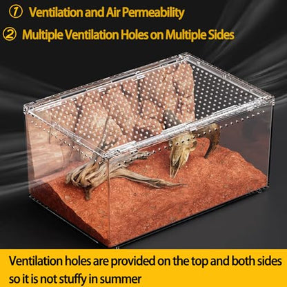 Insect breeding Box Reptile Feeding Box, Waterproof Enclosure Enclosure for arboreal Tarantula Scorpion Sling Lizards Snake Gecko Jumping Spider Snail Isopods, Reptile breeding Box (8x6x4 Inch) ﻿