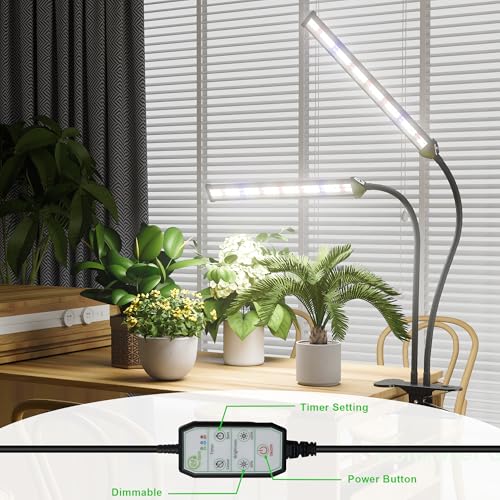 LED Grow Light,White Full Spectrum Clip Plant Growing Lamp | Desk Lamp with High Power Red Blue LEDs for Indoor Plants,Adjustable Gooseneck,Dimming & Optional Auto Timer - size: 75Watts