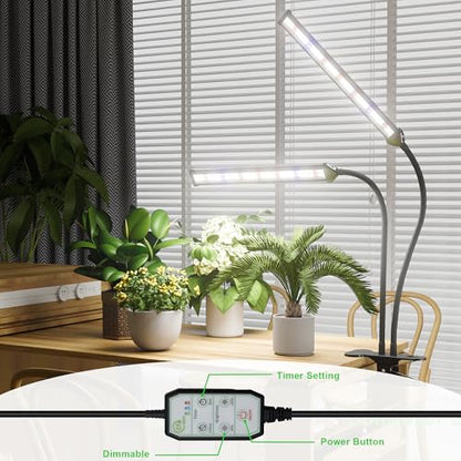 LED Grow Light,White Full Spectrum Clip Plant Growing Lamp | Desk Lamp with High Power Red Blue LEDs for Indoor Plants,Adjustable Gooseneck,Dimming & Optional Auto Timer - size: 75Watts