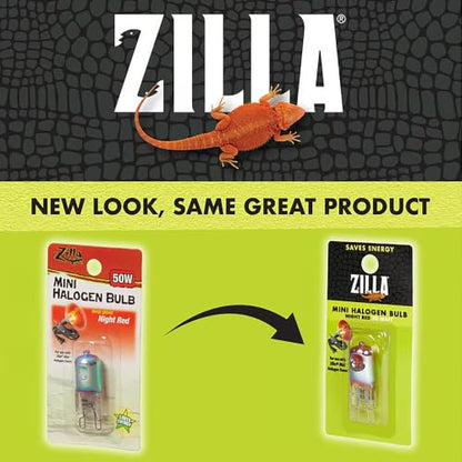 Zilla Mini Halogen Lamp Reptile Bulb, 25-watt, Night Red (3 Pack)