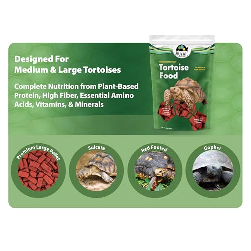 Mozaic Tortoise Food 2-Pack, 30 oz Total (2 x 15 oz Bags) - Premium Large Tortoise Pellets for Sulcata, Russian, Red Footed, Hermann's, & Desert Tortoises - Complete & Balanced Nutrition - size: 15 Ounce (Pack of 2)