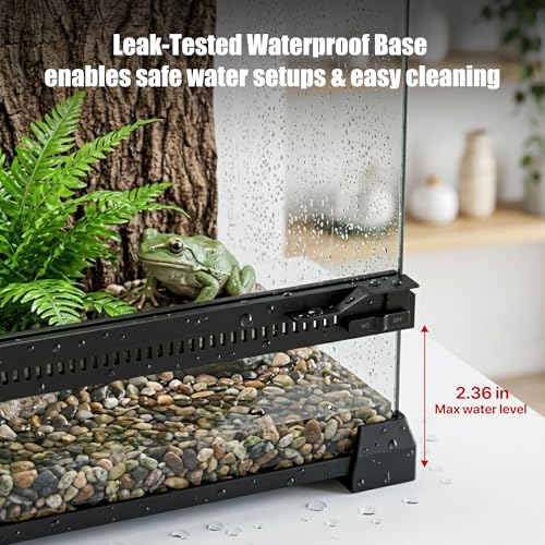 3 Gallon Fully Assembled Glass Reptile Enclosure, 8"x 8" x 12" | Tall Vertical Front-Opening Small Terrarium Tank for Hatchling & Juvenile Arboreal Reptiles & Amphibians - size: 8"Lx8"Wx12"H