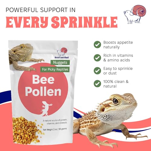 Bee Pollen Nuggets for Reptiles – Natural Supplement for Bearded Dragons, Skinks, and More – Reptile Bee Pollen Powder, Appetite Booster – 2 oz Resealable Pack
