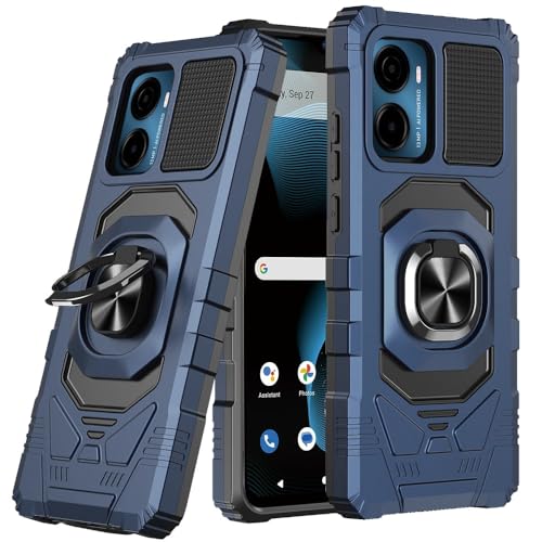 for Cricket Magic 2 5G 2024 U655AC Robotic Ring Stand Hybrid Cover Phone Case + Extreme Band (Blue) - color: Blue