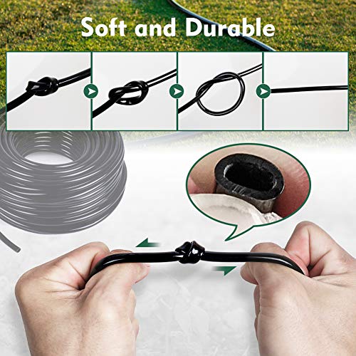 400FT 1/4” Drip Irrigation Tubing, 7mm OD x 4mm ID Hose, Black | Durable UV-Resistant Hose, Compatible with 1/4" Barbed Tees, Micro-Emitters & Misters for Home Garden Watering Systems - size: 400FT