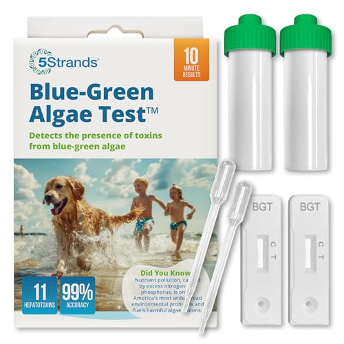 5Strands Blue Green Algae Test Kit (2 Pack), On Site Lake & Pond Water Testing, Water Safety Test, Algae Detection, Fast 10 Minute Results