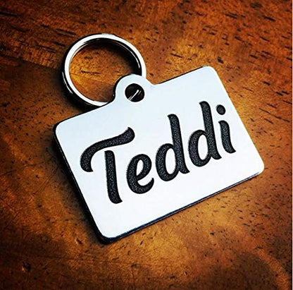 DEEP Engraved Premium Dog & Cat ID Tag – Personalized, Stainless Steel, Long-Lasting Durability - Rectangle 7/8" x1-1/4 - style: RECTANGLE 7/8"x1-1/4" (1-Side Engraving)