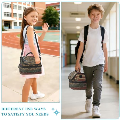 Emelivor America Snake Insulated Lunch Bag Tote Organizer for Student | 8L Double Deck,Large Lunch Box with Shoulder Strap,Thermal Meal Prep Cooler,Suitable for School Work Picnic Office Travel