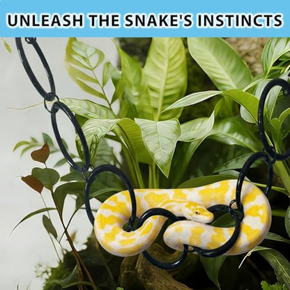 Snake Climbing Chain Rings for Ball Python Hoop & Corn Snake | Adjustable Playground Reptile Tank Accessories for Garter Snakes, Lguana, Lizards, Gecko, Chameleons, Parrot