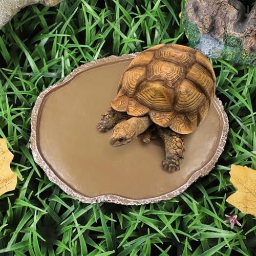 2Pcs Reptiles Water Dish Resin Pet Food Feeding Bowls Lizard Tortoise Turtle Food and Water Bowls Reptile Supplies Resin Brown Compact and Light Material Design Easy to Use, 2 PCS