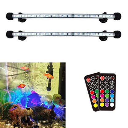 LED Aquarium Light, 2 Pack 15 inches Fish Tank Light RGB Color Underwater Light Submersible Crystal Glass Lights, 42 LED Beads, Brightness Adjustable Memory Function, LED Light bar Stick - size: 2 Pack 15Inch