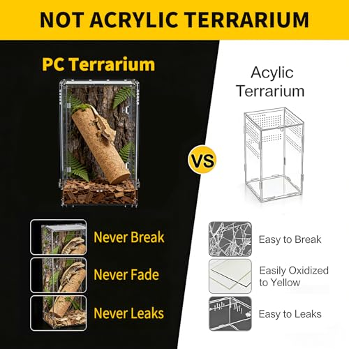 Reptile Tall Terrarium,11 Gollon Vertical PC Terrarium,12"x12"x18" Habitat Enclosure with Front Openning Door and Top Screen Ventilation for Geckos, Snakes,Tree Frogs,Chameleon,Bearded Dragons - size: 12"*12"*18"