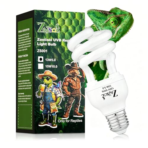 UVB Light Bulb for Reptiles 13W 5.0 High UVB-Transmitting-Glass Tube Spiral Lamp UVA UVB Reptile Light for Turtles, Chameleon, Gecko, Ball Python - size: 13W5.0