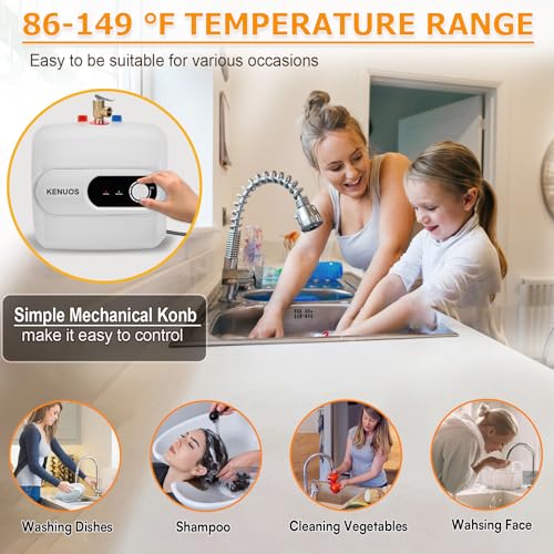 4 Gallon Water Heater Under Sink Instant Hot Water Heaters 1500W 110V 120V Mini Tank,Under Counter Water Heater with Safety Vavle 1/2" NPT for Kitchen,Bathroom,Camper,RV,White - color: White