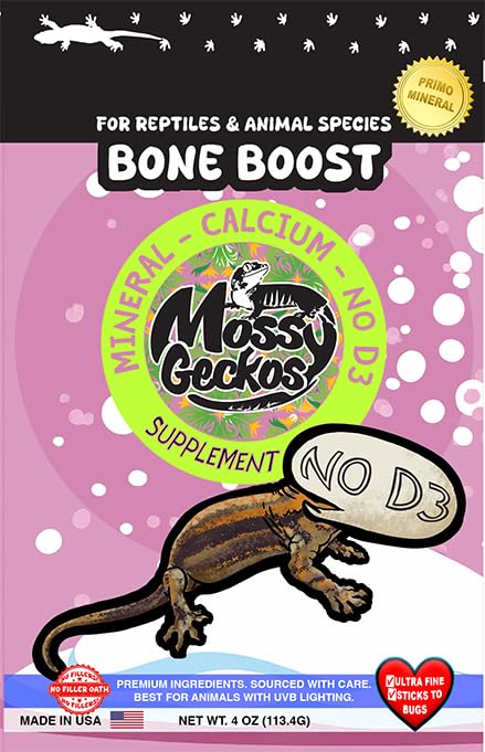Bone Boost with and Without Vitamin D3, Premium Reptile Calcium Supplement (4 oz) (Bone Boost Without D3 (NO D3))