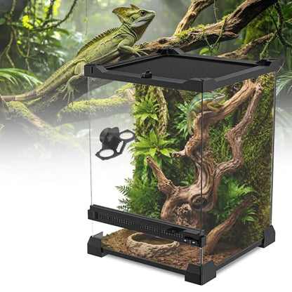 8" x 8" x 12" Mini Vertical Glass Reptile Terrarium | Front Opening & Fully Assembled Enclosure Tank for Crested Geckos, Tree Frogs, Tarantulas, Jumping Spiders & Tiny Reptiles - size: 8" x 8" x 12"