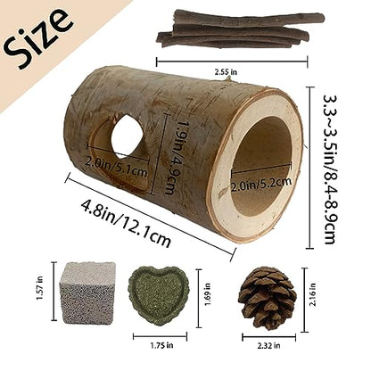 Natural Wooden Hamster Tunnel,Wood Hamsters Hideout Tube,Small Animal Hollow Tree Trunk Holes Exercise Mouse Chew Toys Cage Accessories for Chinchillas Guinea Pigs Dwarf Rat(14Pcs) - size: 【14Pcs】