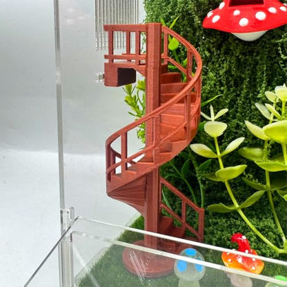 Jumping Spider Enclosure Accessories – Fun Spinning Stairs, Jumping Spider Climbing Toy with Magnetic Mount for Jumping Spider Enclosure Accessory Decoration (Brown)