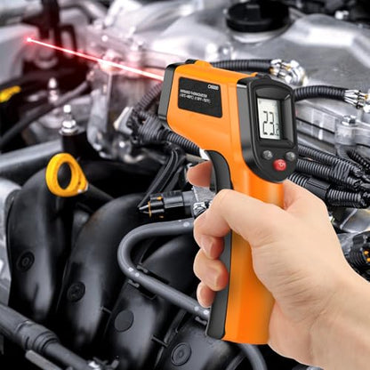 Laser Temperature Gun, Non-Contact Digital Infrared Thermometer, Adjustable Emissivity, -58℉~752℉ Precision Temperature Tester Handheld for Grill, Meat, Food, Candy, Automotive, HVAC Tools