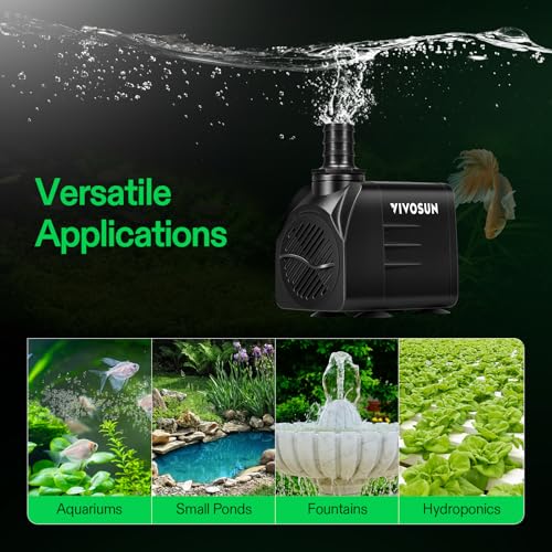 VIVOSUN 660GPH Submersible Fountain Water Pump for Pond, Aquarium, Statuary | 2500L/H 35W Aquarium Pump, Ultra Quiet Fountain Pump with 8.2ft/2.5m High Lift for Fish Tank, Hydroponics - size: 6"×4"-660