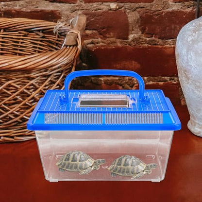 iplusmile Turtle Tank with Platform 10.62 X 6.69 X 6.49 in Turtle Box with Basking Ramp and Feeding Area Practical Reptile Habitat for Tortoise Exercise Rest Feeding and Observation