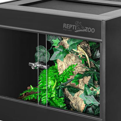 REPTI ZOO 34 Gallon PVC Reptile Terrarium, 24x18x18” Leopard Gecko Tanks with Glass Sliding Door & Top Screen Ventilation, Reptile Enclosure for Bearded Dragon Hermit Crab - style: 24x18x18"