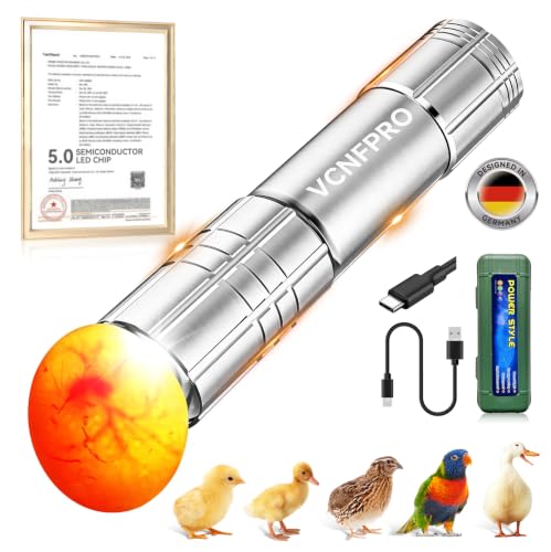 3.0 Upgraded Egg Candler Light【Smart LED Chip】【Certified Titanium Material】 | 3-in-1 Egg Candler Lamp for Chicken Eggs Typy Strong Waterproof Durable Ultra Battery Life No Harm to Egg - Sliver - color: Silver, size: 1PC-M