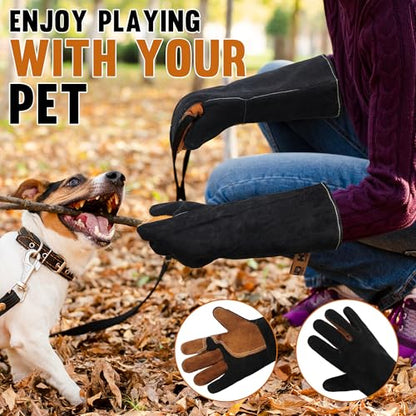 HANDLANDY HLDD Animal Handing Gloves- Bite Proof, Puncture & Scratch Resistant for Safe Handling - color: Black, size: 16-inches