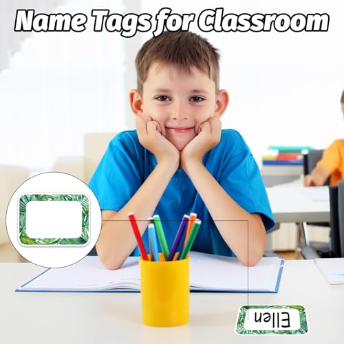 JarThenaAMCS 180 Pcs Animal Print Name Tag Stickers Self-Adhesive Africa Safari Tropical Leaves Nameplates Leopard Label Decals for Back to School Students Teacher Desk Classroom, 3.4 x2.5 Inch - style: Animal Print