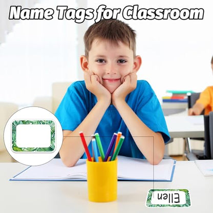 JarThenaAMCS 180 Pcs Animal Print Name Tag Stickers Self-Adhesive Africa Safari Tropical Leaves Nameplates Leopard Label Decals for Back to School Students Teacher Desk Classroom, 3.4 x2.5 Inch - style: Animal Print