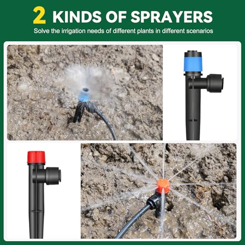 Drip Irrigation System for Garden, 2026-Upgraded Quick Connect Garden Watering Kit All-in-One with 1/2 inch 1/4 inch Irrigation Tubing for Garden, Lawn, Greenhouse, Raised Beds (91FT) - size: 16FT Main tube+75FT 1/4" tube