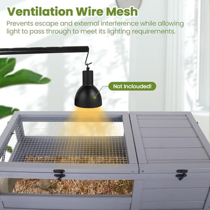 Agitree Premium Reptile Habitat Enclosure, Light Gray | For Tortoises, and Lizards, Adjustable Lighting, 360° Wheels, Easy-Clean Design, Secure Ventilation
