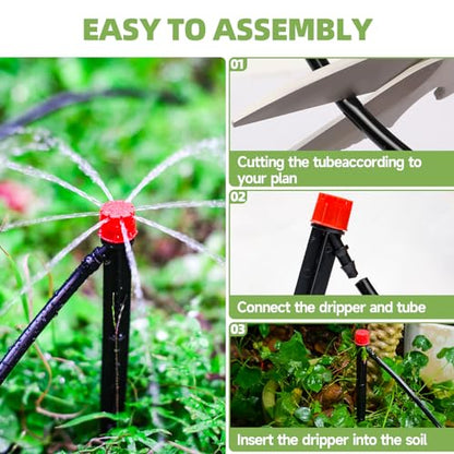 Riboud 60 Pack Drip Irrigation Emitters Sprays for 1/4 Drip Irrigation Tubing, Irrigation System for Garden (30 Pcs Emitters Vortex + 30 Pcs Emitters Stream) - size: 60 Pcs Emitters
