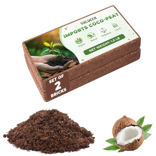 Coco Coir Bricks - Compressed Coconut Fiber Substrate for Plants, Gardening, Potting Mix. Low EC & Balanced pH Natural Growth Medium for Seed Starting, Herbs, and Gardening (2 PCS) - size: 2 PCS