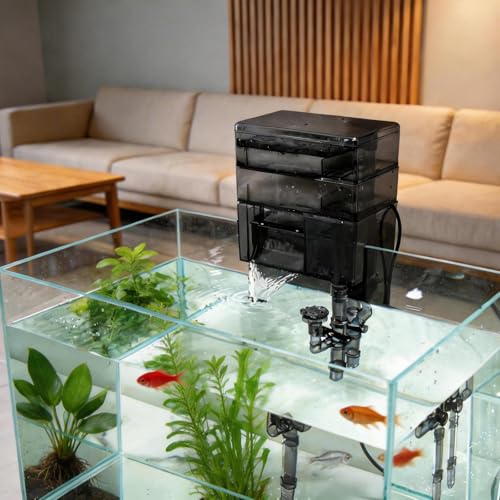 External Hang-On-Back Aquarium Filter Trickle Box Wet/Dry HOB Filter with 3-Stage Filtration Pump for Small Fish Turtle Tank - size: XP007, 10-20GAL