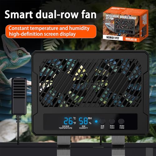 Reptile Fan & Terrarium Dehumidifier – Smart Dual-Row Humidity Fan for Reptile Tank, Snake, Gecko, Bearded Dragon Enclosure