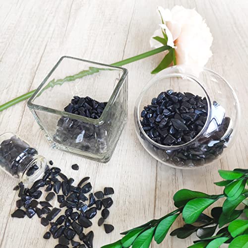ZHIYUXI Obsidian Crystal Crystal Chips Fish Tank Gravel Vase Filler Stones Crushed Crystals Gemstone Polished Healing Crystals Natural Quartz Stone 0.44lbs - color: E# Obsidian, size: 0.44 Pound
